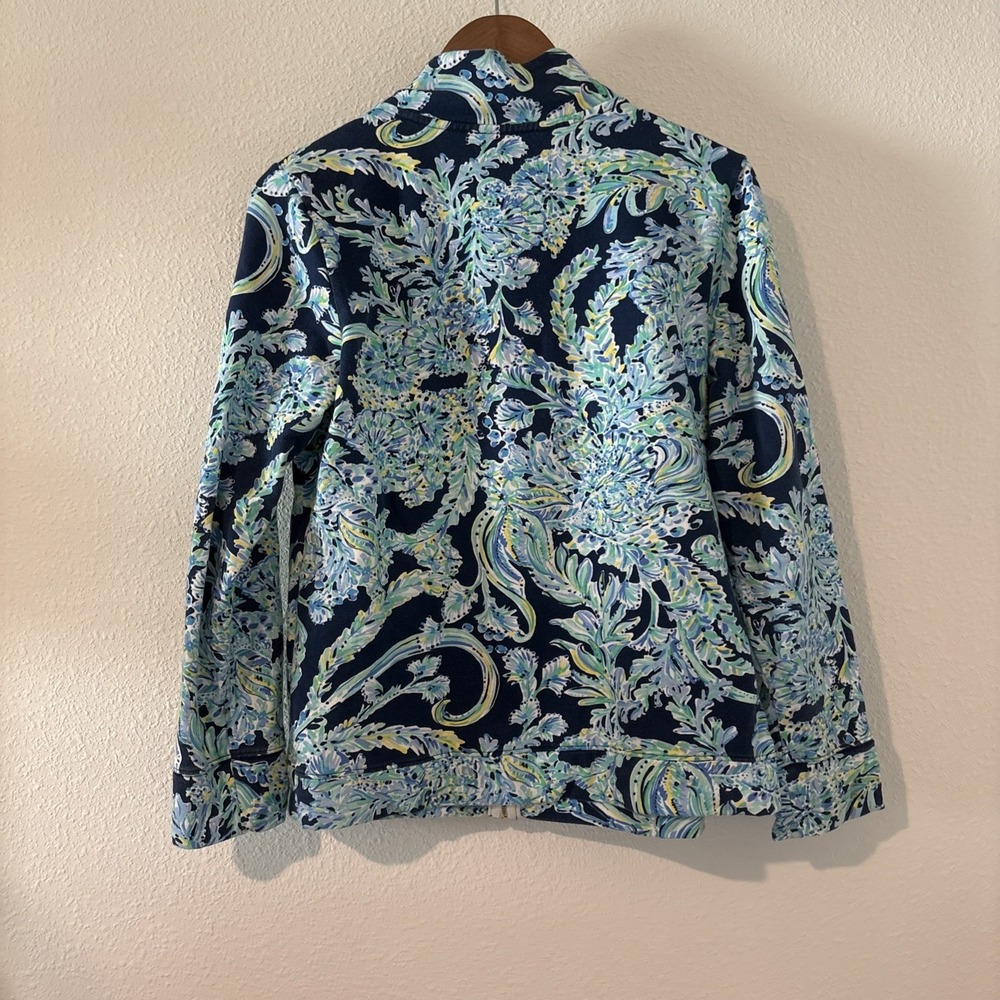 Lilly Pulitzer Betsey Zip Up Scuba Doo High Tide Jacket Blue Size Large Preppy - Picture 5 of 7